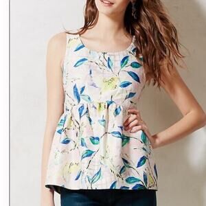 Leifsdottier Anthropoligie Brocade Bird Peplum Top Women's Size 2